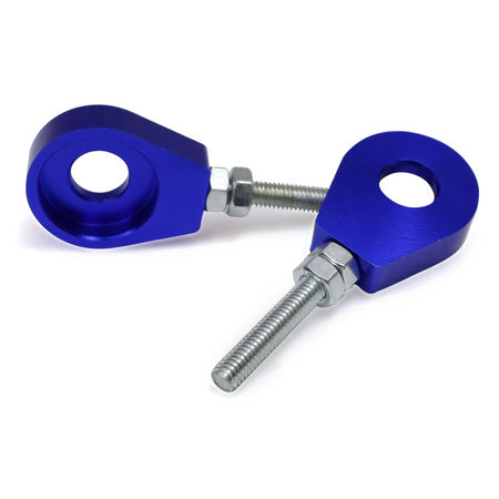 Kettenspanner Set Blau eloxiert Aluminium (2 Stück) – Simson S51, S50, SR50, Schwalbe KR51