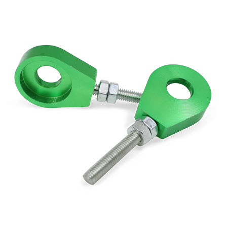 Kettenspanner Set Grün eloxiert Aluminium (2 Stück) – Simson S51, S50, SR50, Schwalbe KR51