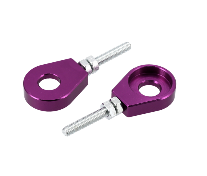 Kettenspanner Set Violett eloxiert Aluminium (2 Stück) – Simson S51, S50, SR50, Schwalbe KR51