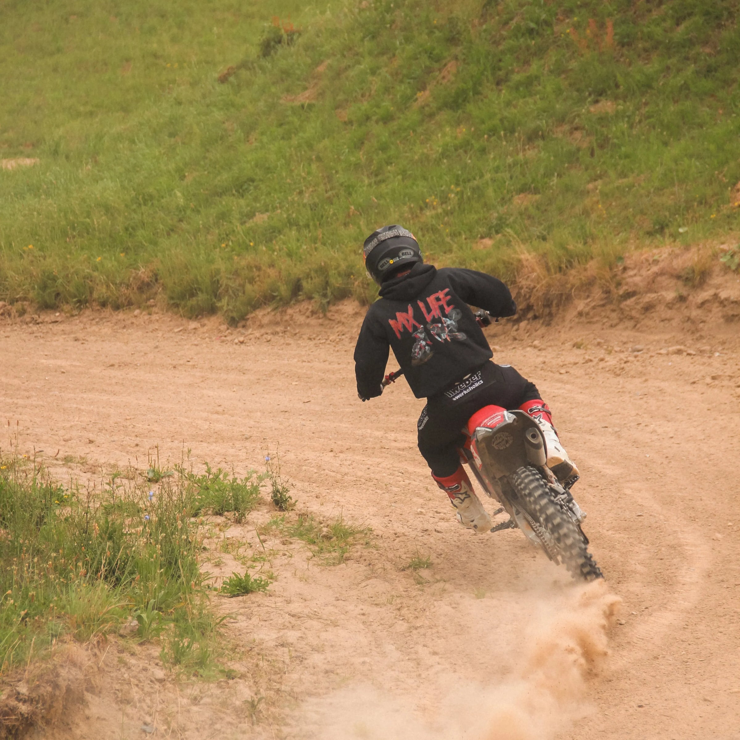 Motocros Hoodie schwarz hinten