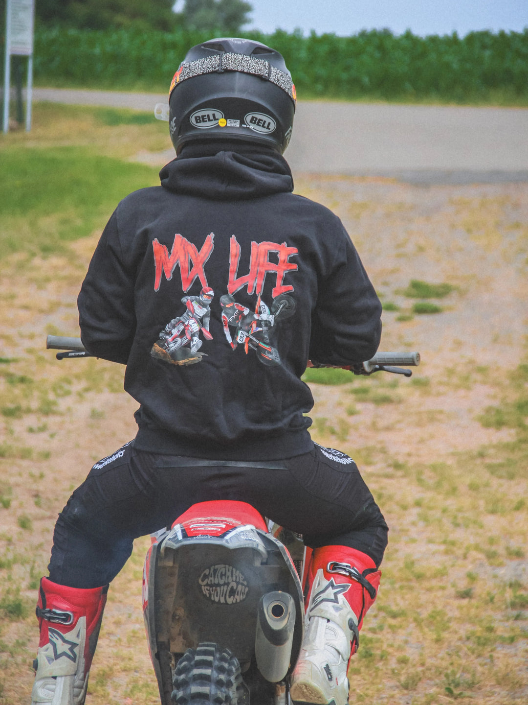 Motocros Hoodie schwarz hinten