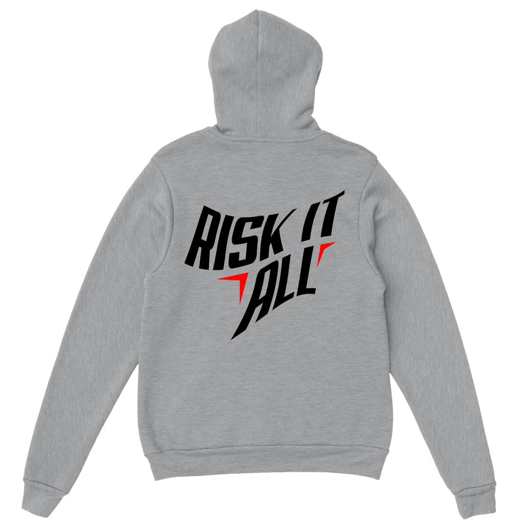 Risk it All Hoodie grau rot – Simson und Supermoto Streetwear von downshift