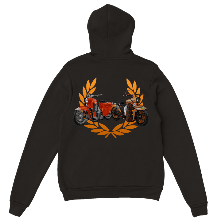 Simson Hoodie schwarz mit Lorbeerkranz Design von downshift