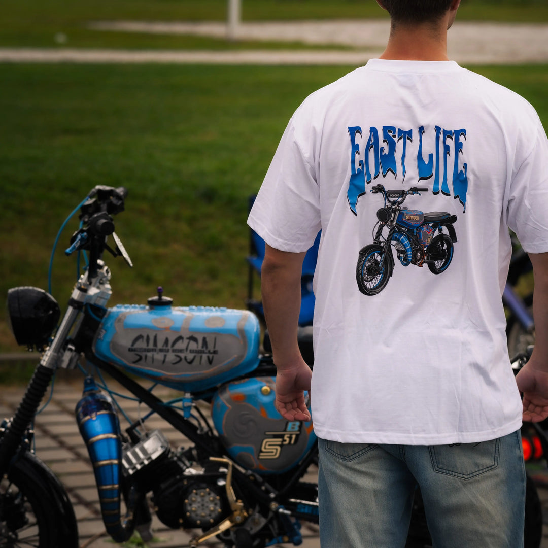 Simson Tshirt weiß-blau