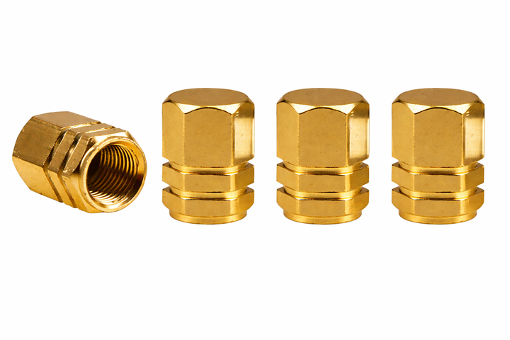 Ventilkappen Set eloxiert Gold Aluminium (2 Stück) – Simson S51, S50, SR50, Schwalbe KR51