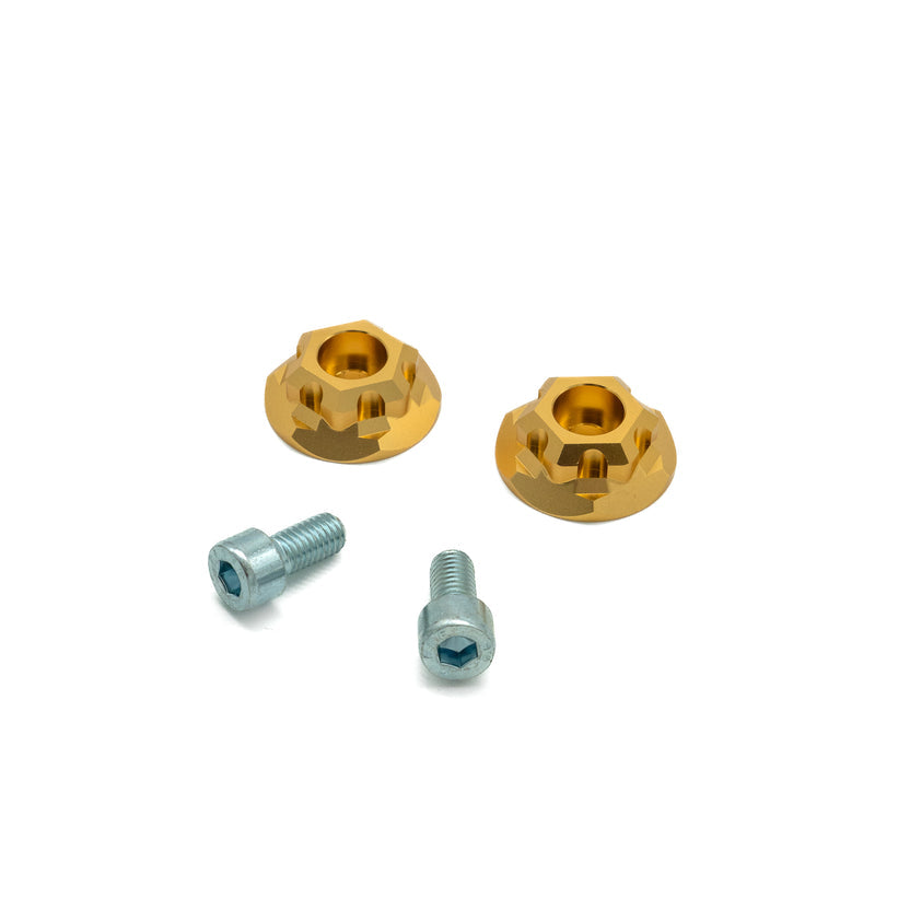 CNC-Gabelkappen für Simson in Gold eloxiert mit zwei Schrauben